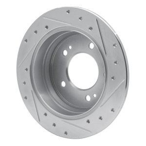 Hyundai TUCSON Brake Rotor (1) - Rear Left - R1 Concepts - Drilled & Slotted - Silver - `09-`16